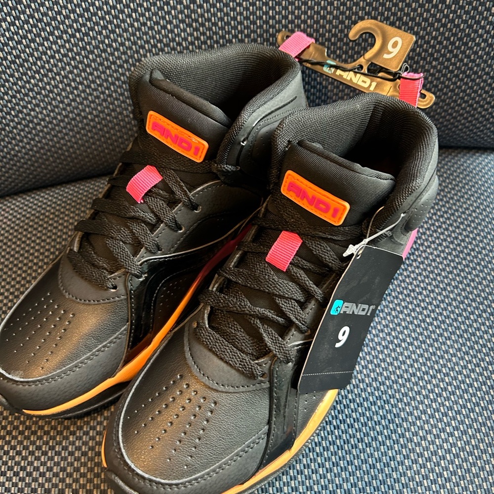 AND1 Kids Black and Pink Sneakers